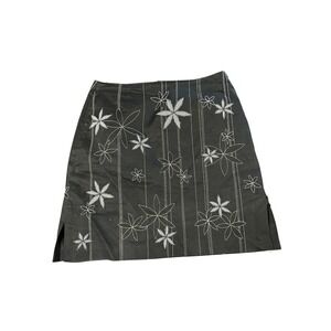 Harold's Black Floral Embroidered Skirt‎ Women's 14 A-Line Classic Evening